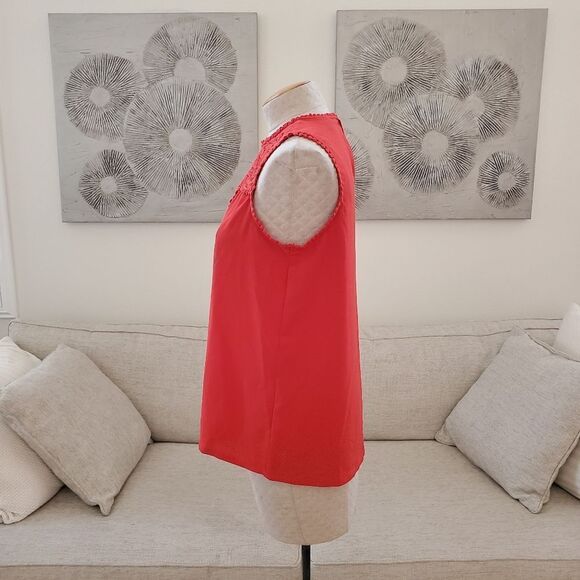 Halogen Lace Detail Crepe Top - size Small in Red/Orange - Picture 5 of 10